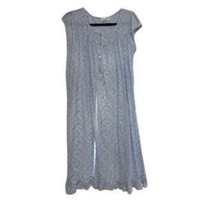 Eileen West Women's sz S cap sleeve Midi Nightgown Blue Ditsy Floral